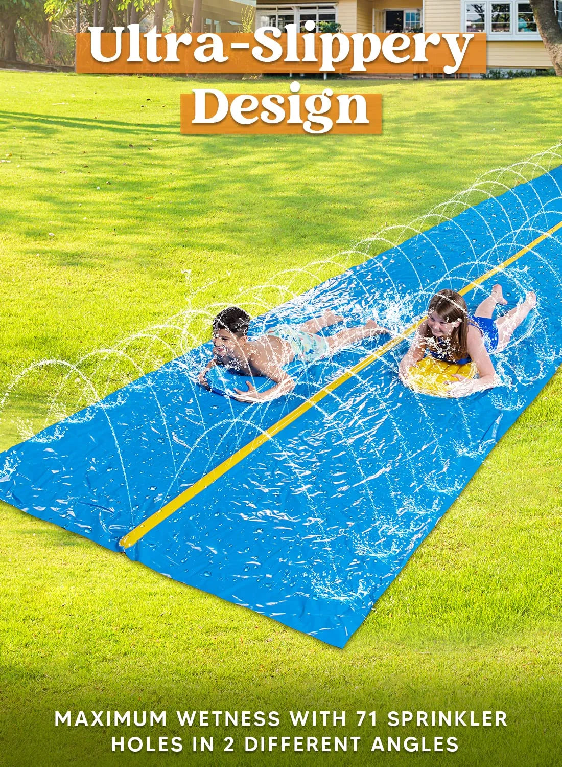 30Ft X 6Ft Huge Water Slide, Heavy Duty Lawn Water Slide with Built-In Sprinkler and 2 Slip Inflatable Boards for Summer Party