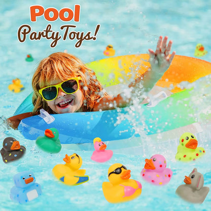 15PCS Rubber Ducks, Bath Toys for Toddlers, Rubber Duckies Summer Beach Pool Toys