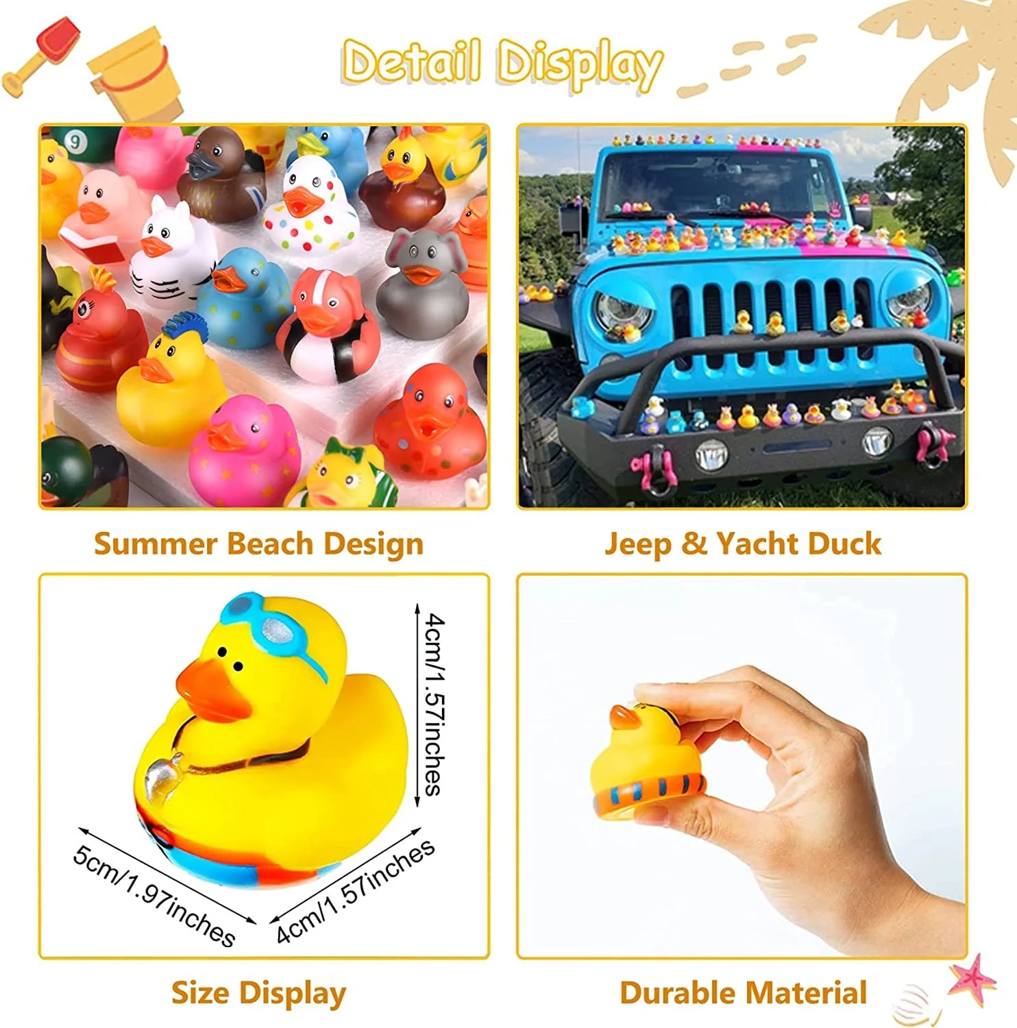 15PCS Rubber Ducks, Bath Toys for Toddlers, Rubber Duckies Summer Beach Pool Toys